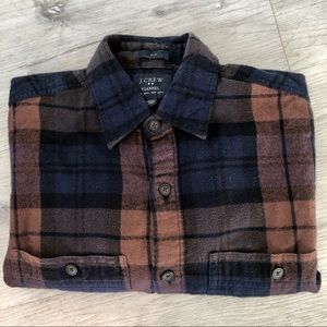 NWOT J. CREW New York Slim Men’s Plaid Flannel Shirt,Chocolate Brown & Dark Blue
